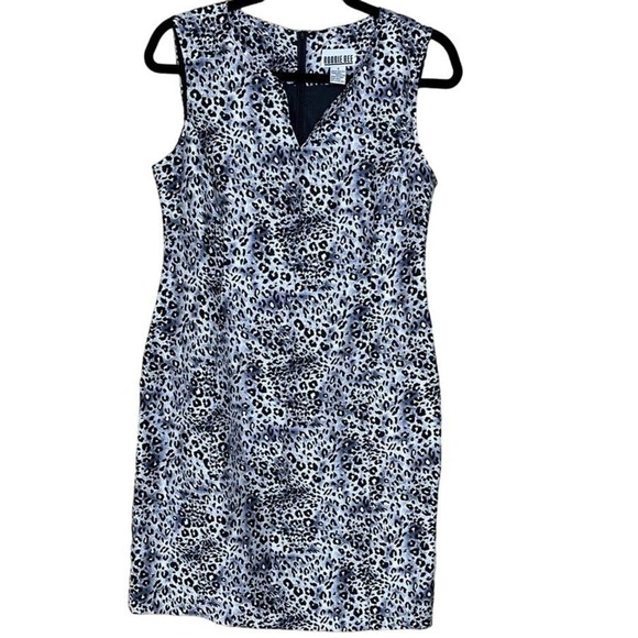 Robbie Bee Dress, 100% Silk Sleeveless, Hidden Zipper, Animal Print, Size 6 - Picture 1 of 4